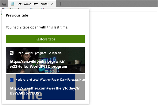 Korábbi lapok Windows 10 készletek