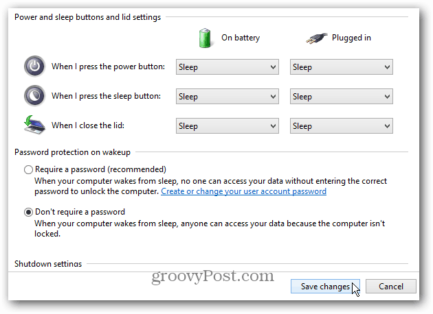 Windows 8: Kapcsolja ki a szükséges jelszót, amikor számítógépet alszik