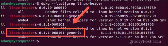 ubuntu kernel fejléc neve