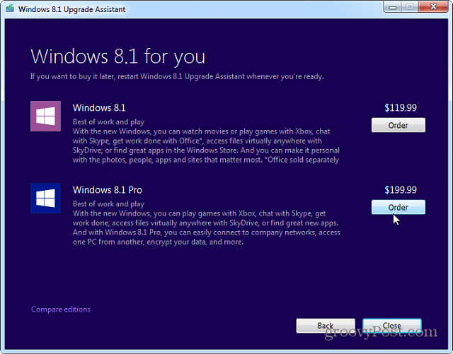 A Windows 7 frissítése a Windows 8.1 rendszerre a Upgrade Assistant segítségével