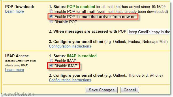 Csatlakoztassa a Gmailt az Outlook 2010-hez POP használatával