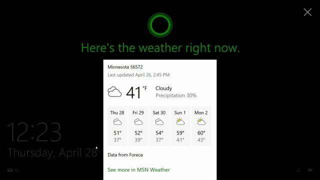 Cortana a Windows 10 lezárási képernyőjén