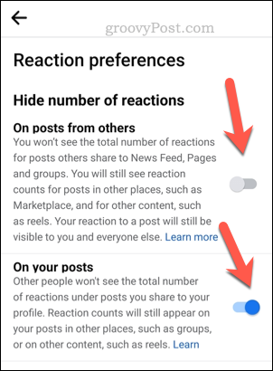 Állítsa be a Facebook reakcióbeállításait a mobilon