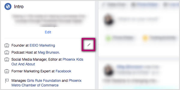 ceruza ikon a Facebook profil Intro szakaszában