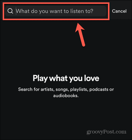 spotify keresőmező