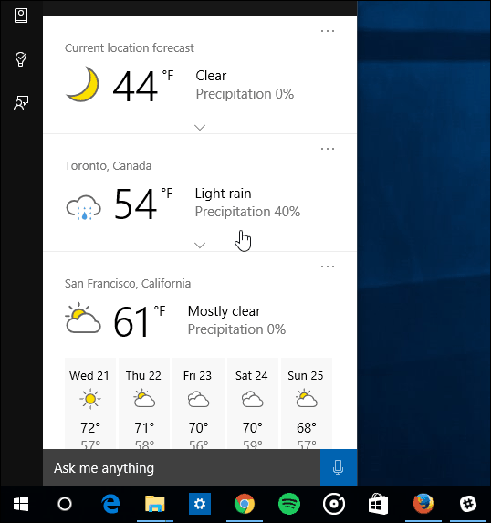 több városban Cortana Időjárás