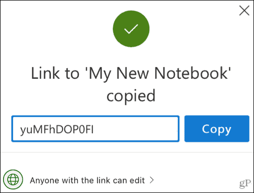 Másolja a hivatkozást a webes OneNote -ban