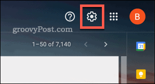 A gyorsbeállítások ikonja a Gmailben