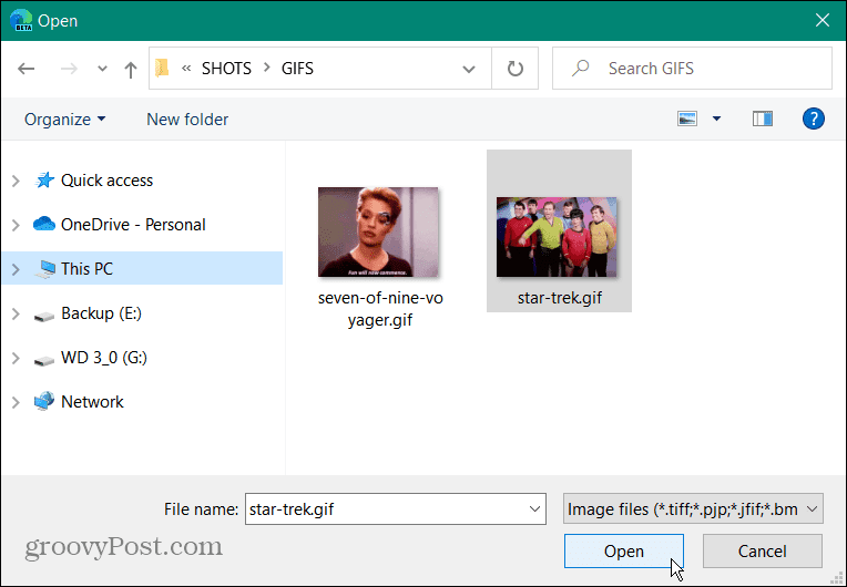 Keressen animált GIF-et a File Explorerben