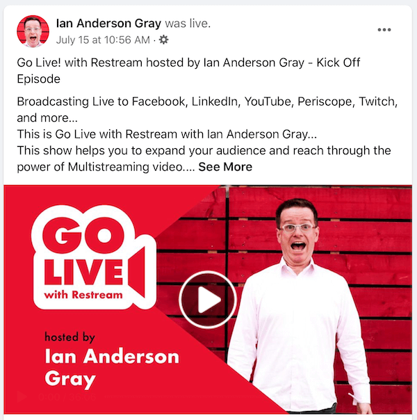 Ian Anderson Gray Facebook élő videolejátszási bejegyzése
