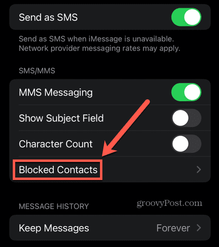 iphone üzenetek blokkolt névjegyek