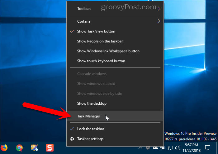 Nyissa meg a Feladatkezelőt a Windows 10 rendszerben