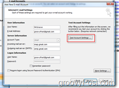Tesztelje a GMAIL IMAP fiókbeállításait a 2007-es kilátásokban