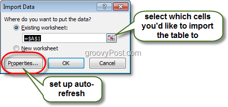 Importa adat eszköz az Excel 2010-ben