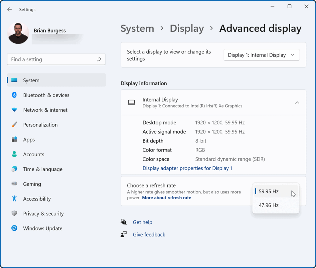 A frissítési gyakoriság módosítása a Windows 11 rendszerben
