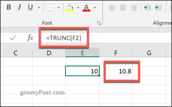 A TRUNC függvény Excelben