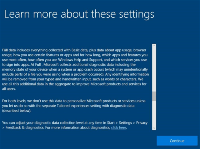 Windows 10 További információ az adatvédelmi beállításokról