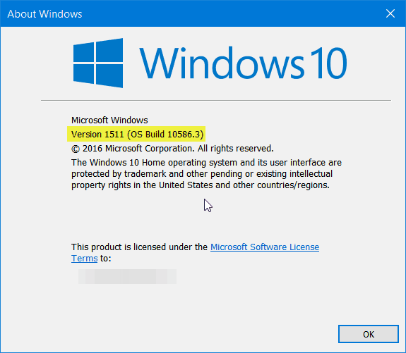 A Windows 10 1511-es verziója
