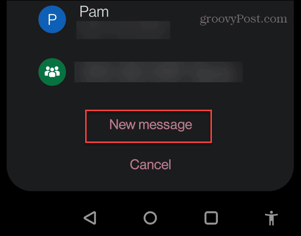 új üzenet opció szöveges üzenet továbbítása