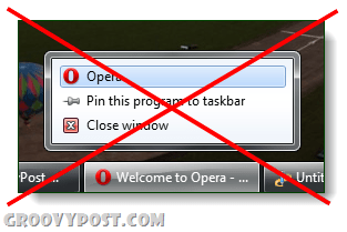 opera nem tud privát módon böngészni az ugrólista Windows 7-ből