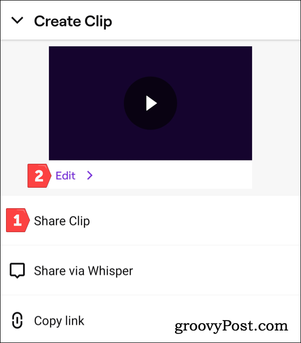 Twitch klip megosztása vagy szerkesztése Androidon