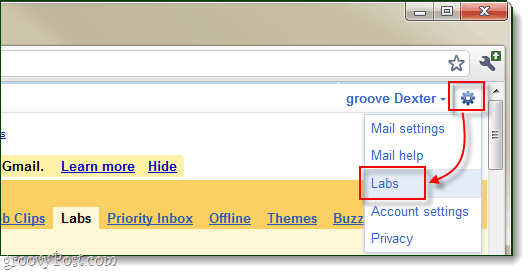 gmail beállítások labs