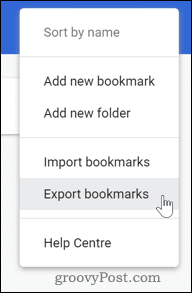 Könyvjelzők exportálása a Chrome-ba