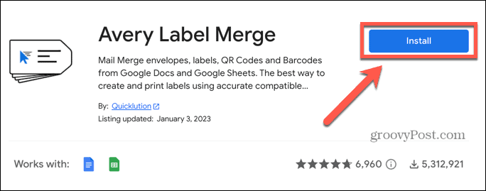 google munkalapok telepítse az avery label merge-t