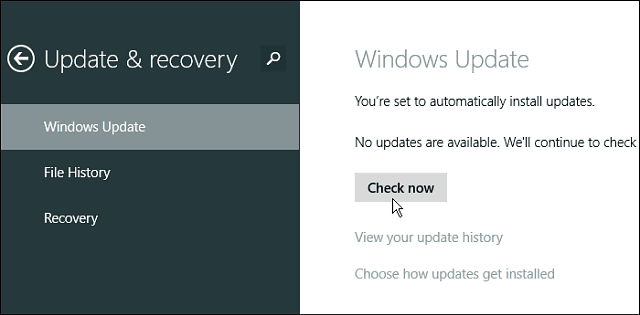 A frissítések kezelése a Windows 8.1 rendszerben