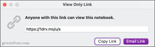 Megosztási link beszerzése a Mac OneNote -jában