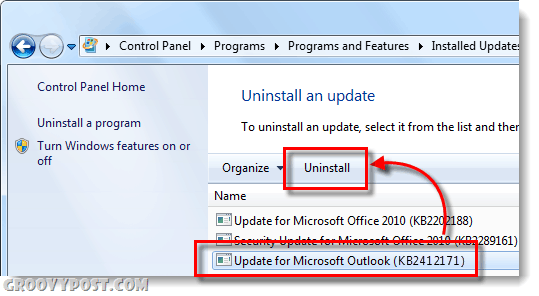 Törölje kb2412171 a Windows 7 kilátások