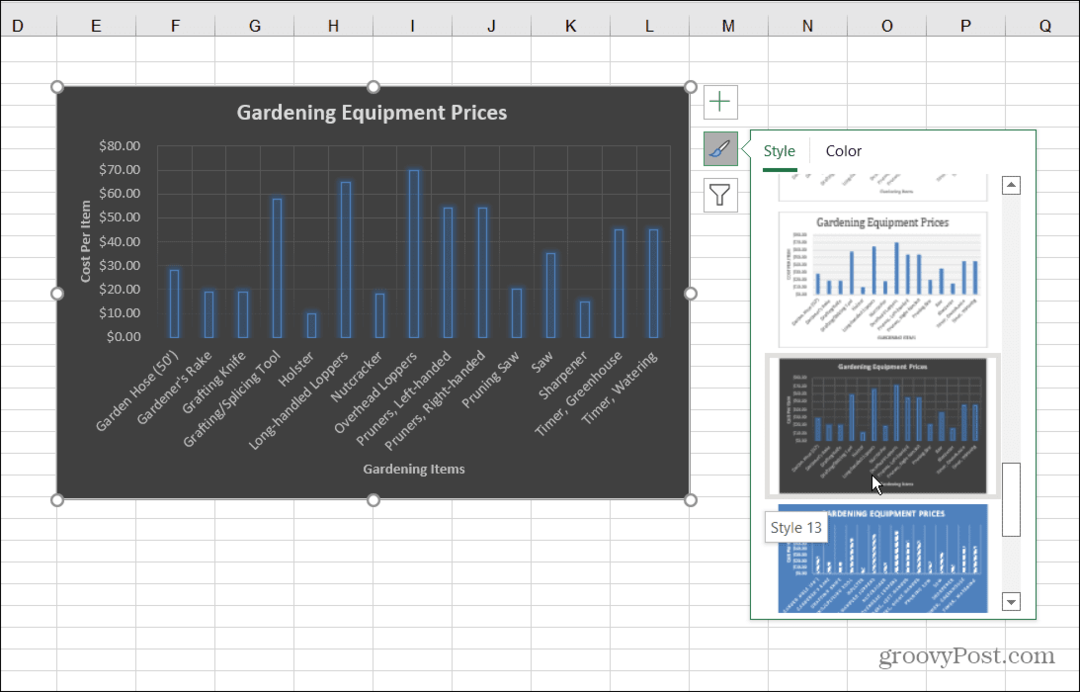 Bar Chart Stílusok Excel