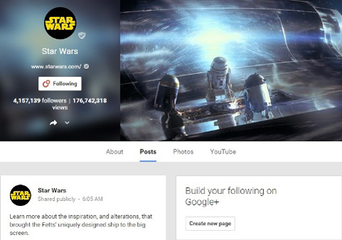 google + Star Wars közösség