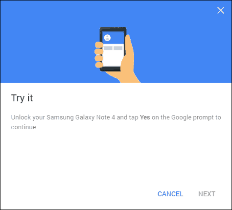 A Google kétlépcsős azonosítási próbája