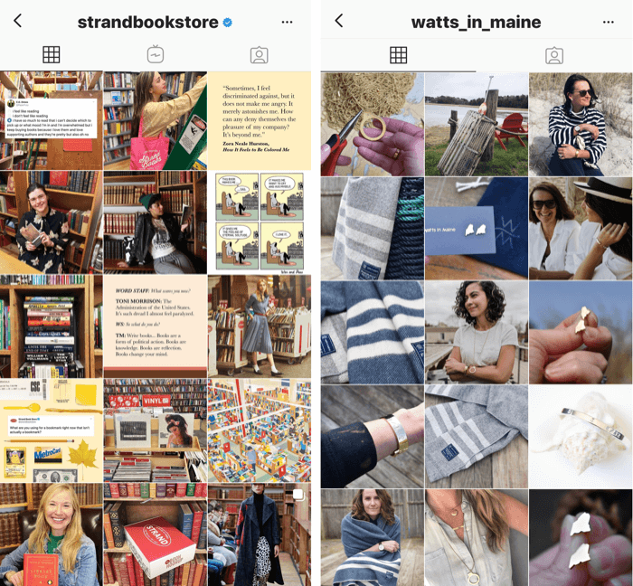 két Instagram profil kék és sárga hangszűrővel