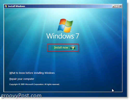 Windows 7 telepítőmenü