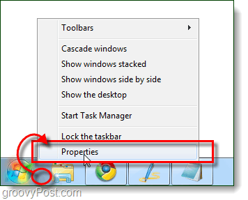 a Windows 7 tálca tulajdonságai