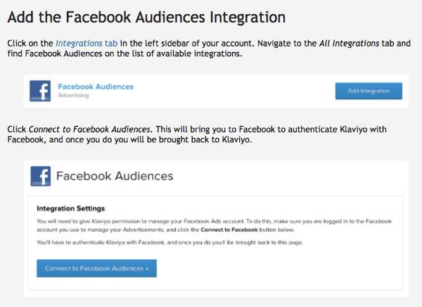 A Klaviyo Facebook Közönség integrációja könnyen használható.