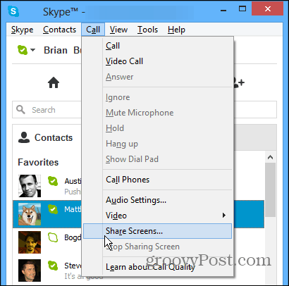Ossza meg a képernyőket a Skype-on