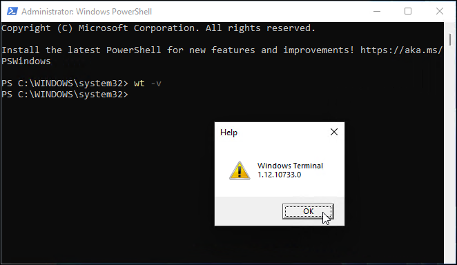 Windows terminál verziója