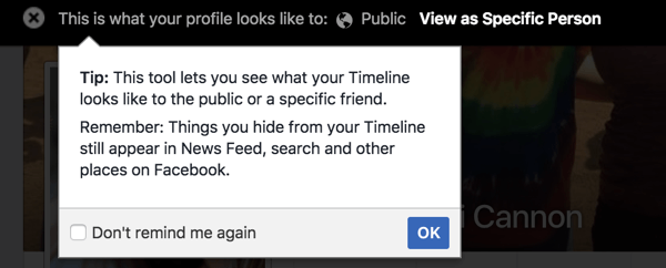 A Megtekintés másként funkcióval megtekintheti, hogyan jelenik meg mások számára a Facebook-profilja.