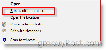 Adja hozzá a Futtatás különféle felhasználókként elemet a Windows Intéző helyi menüjéhez a Vista és a Server 2008:: groovyPost.com webhelyhez