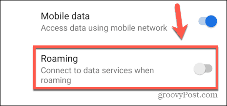 android roaming váltókapcsoló