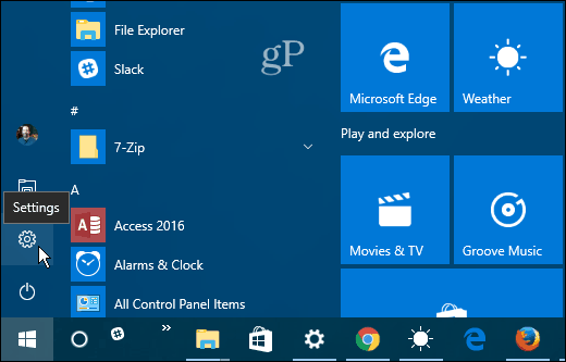 1 Beállítások Windows 10 Start