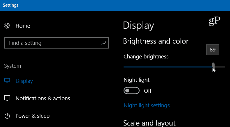 A Windows 10 beállításai Kijelző fényereje