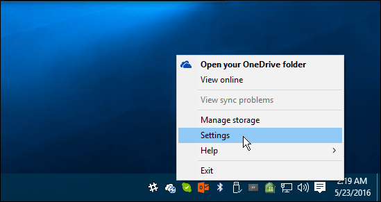 OneDrive beállítások