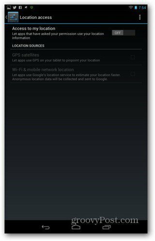 Javítsa a Nexus 7 akkumulátorának élettartama helyének beállításait