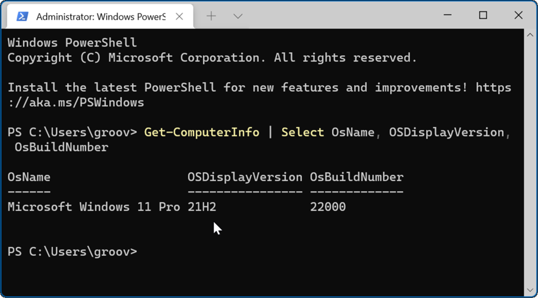 PowerShell Command Windows 11 verzió