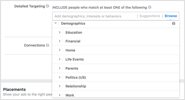 Demográfiai adatokat célzó Facebook hirdetés