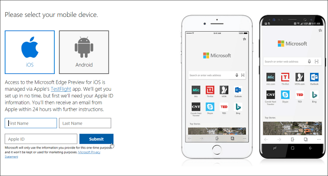 A Microsoft Edge webböngésző hamarosan megjelenik az iOS Now operációs rendszerrel